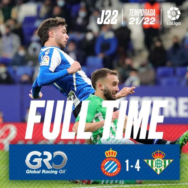 【西甲】武磊连续7轮未出场 西班牙人1比4贝蒂斯